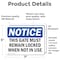 Signmission This Gate Must Remain Locked When Not In Use, 7 in W x Rectangle, Vinyl Decal OS-2PACK-NS-D-57-L-18618 - alternate 5